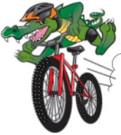 image of a gator on a bicycle